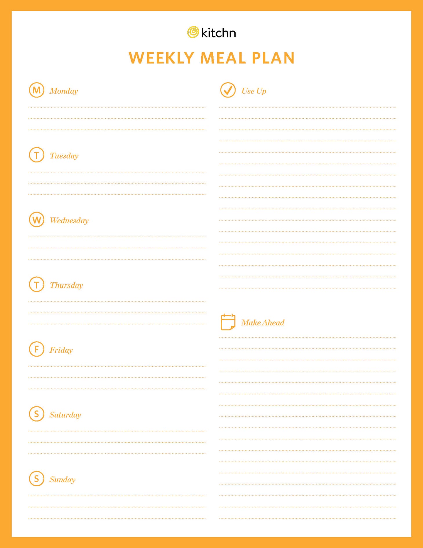 Weekly Diet Chart Template