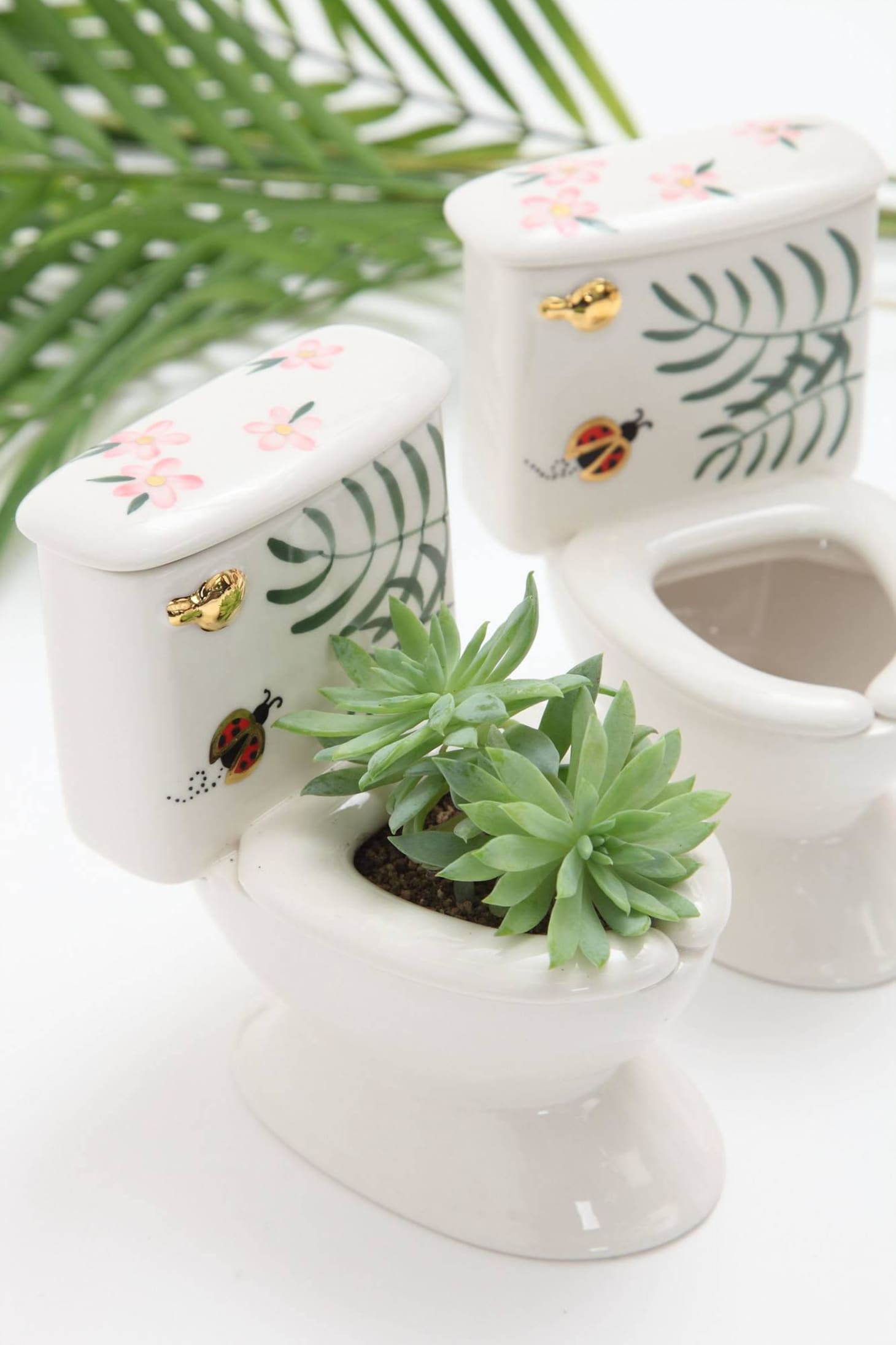 Miniature Toilet Succulent Planter Apartment Therapy