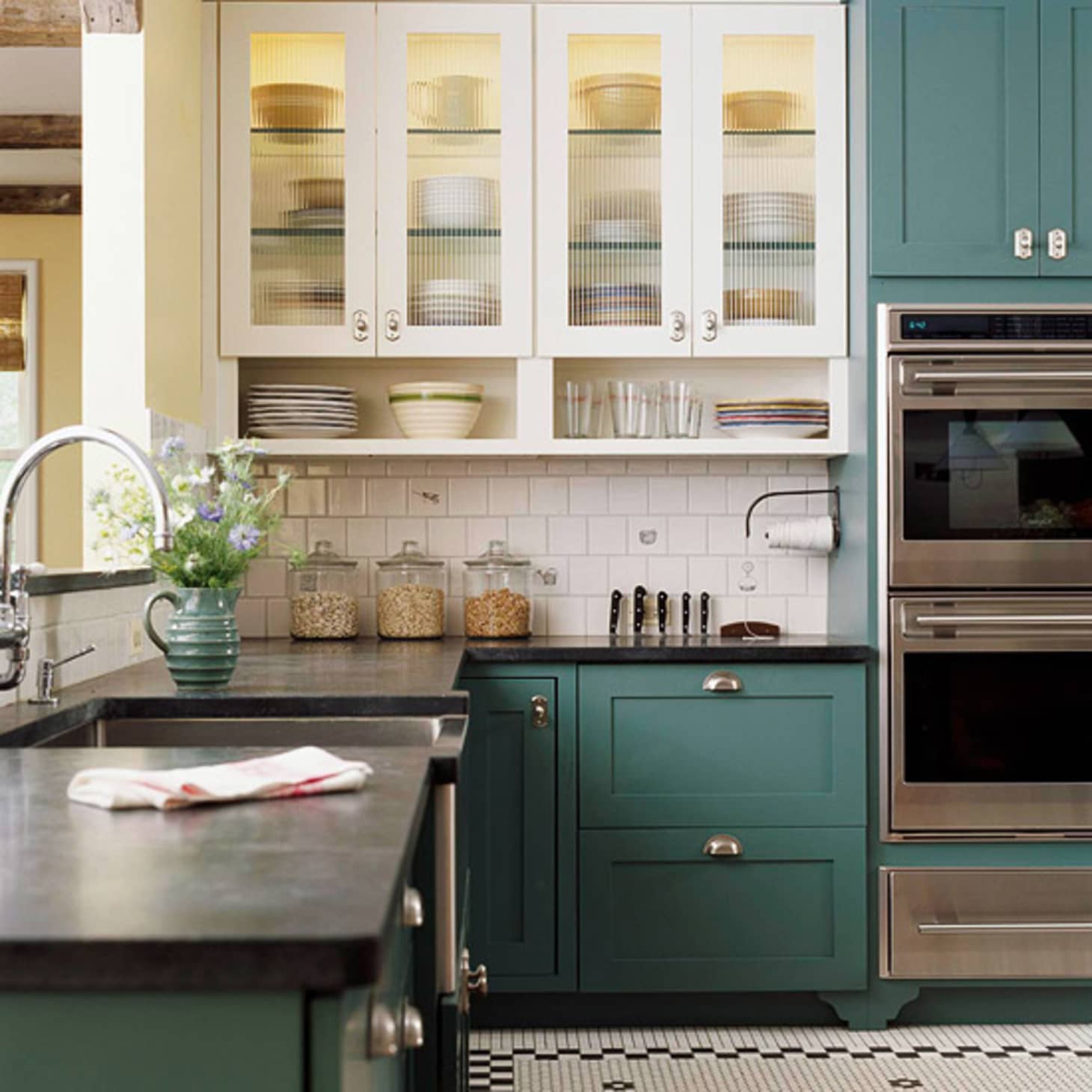 Color Ideas for the Kitchen: Dark Teal Cabinets | Apartment Therapy