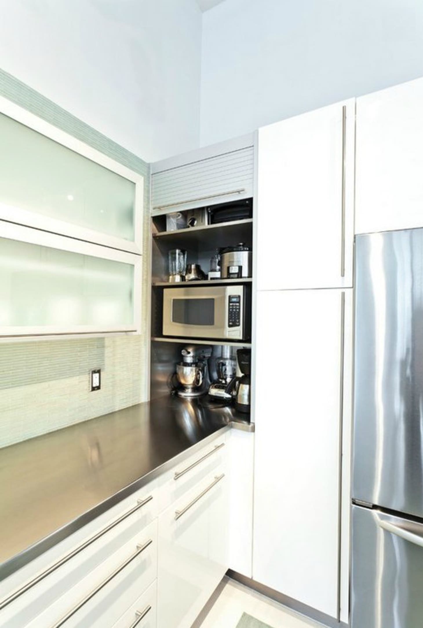 Microwaves in the Kitchen Hidden Storage Solutions Apartment Therapy