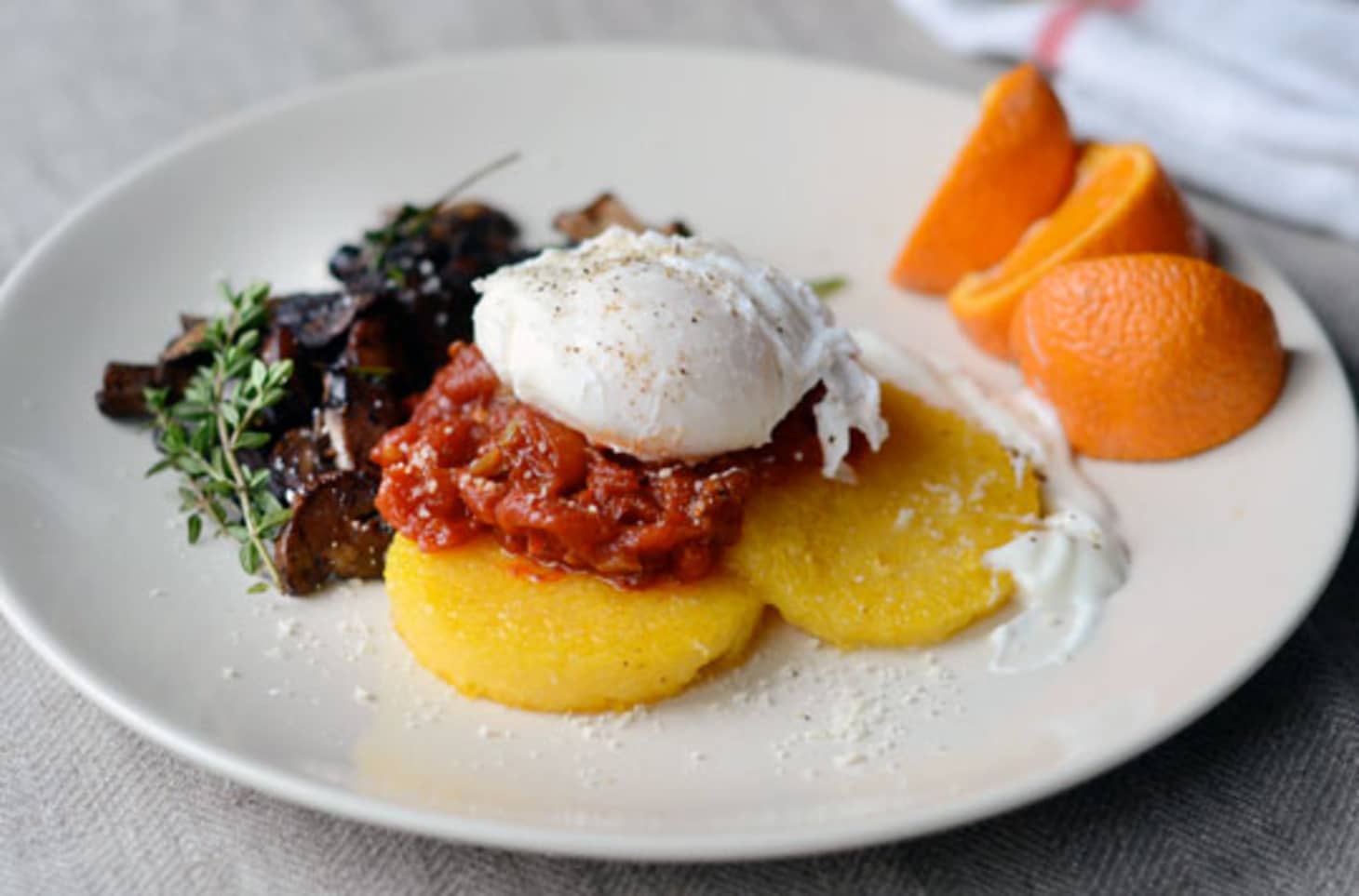Recipe Eggy, Crispy Polenta with Tomatoes & Mushrooms Kitchn