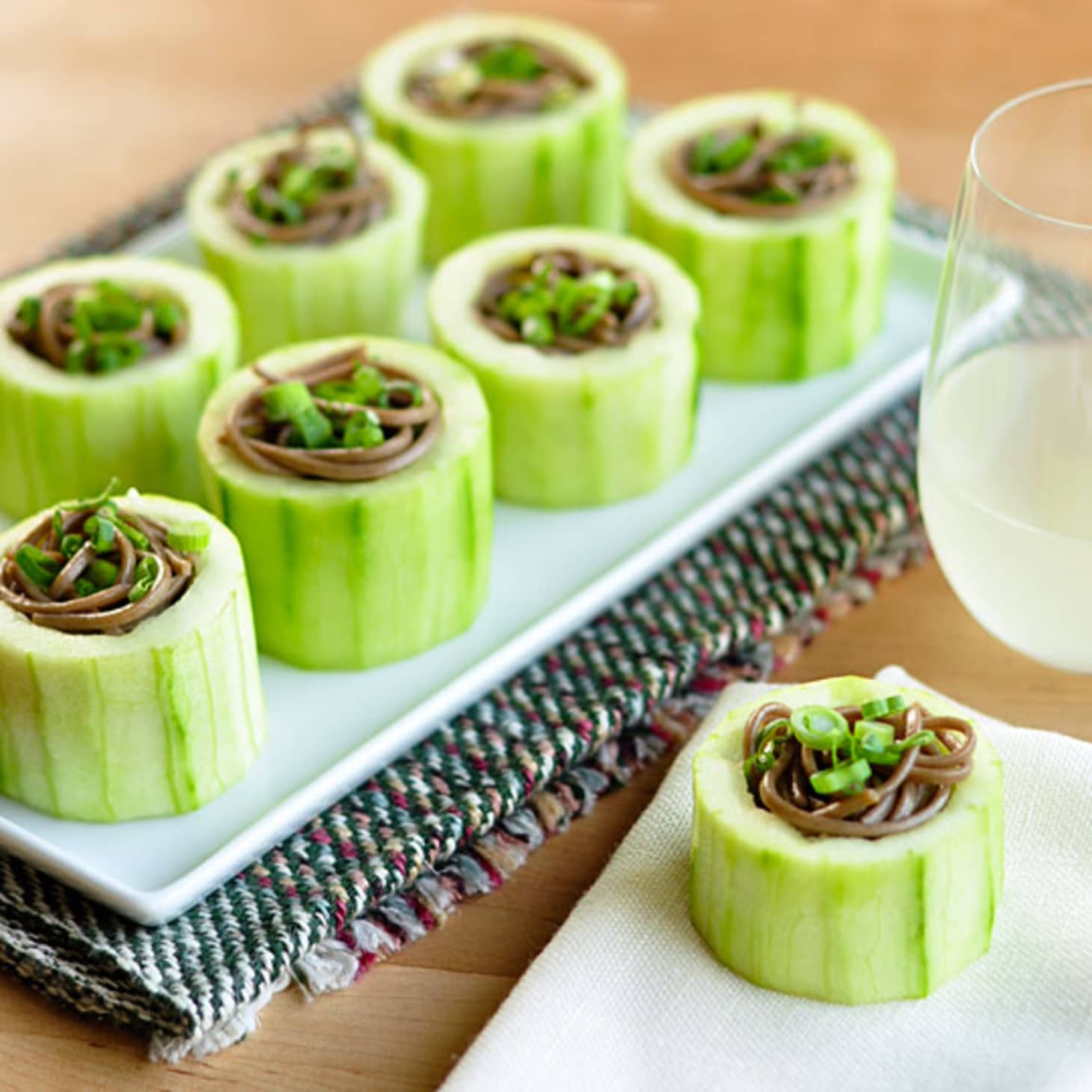 Appetizer Recipe Chilled Soba in Cucumber Cups Kitchn