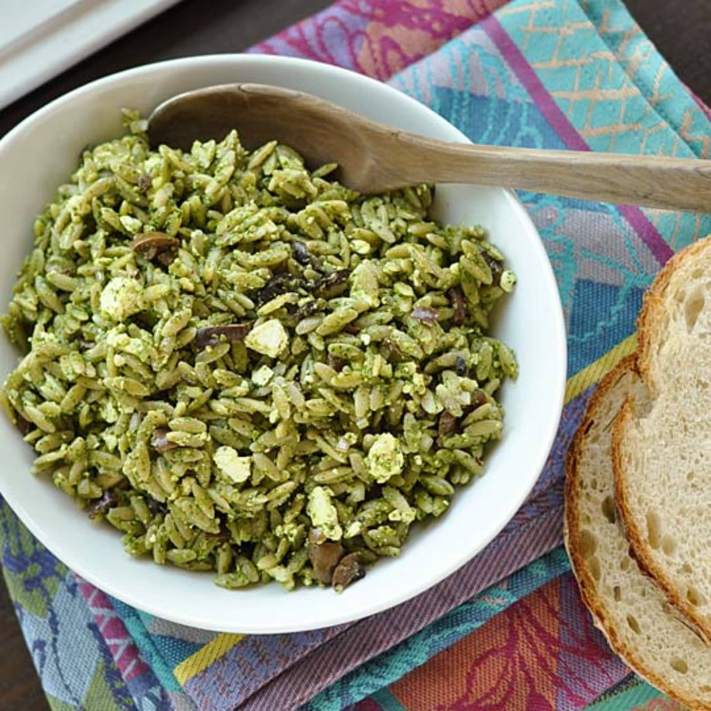Recipe Orzo Salad with Spinach Pesto, Olives & Feta Kitchn