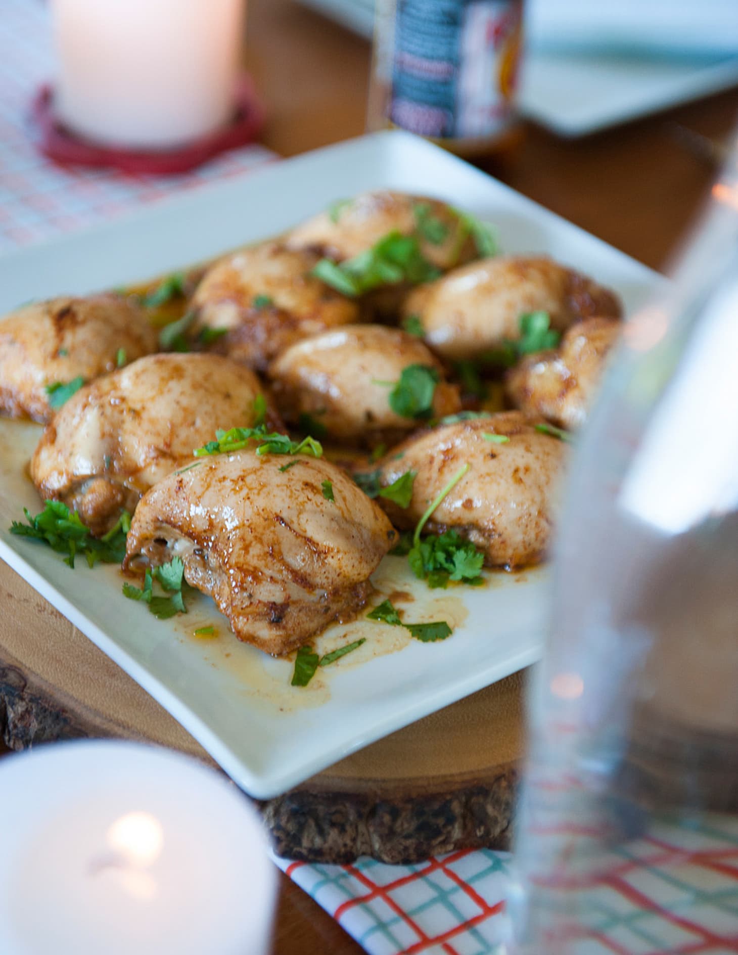 Recipe for a Crowd Honey & Chili Chicken Thighs with Creamy Cilantro