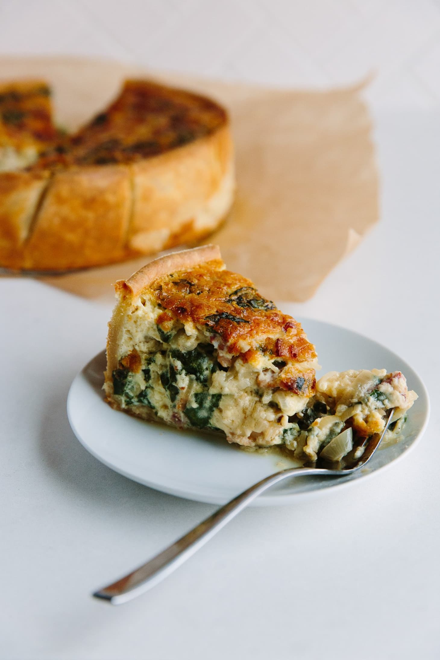 Recipe DeepDish Quiche Lorraine with Swiss Chard and Bacon Kitchn