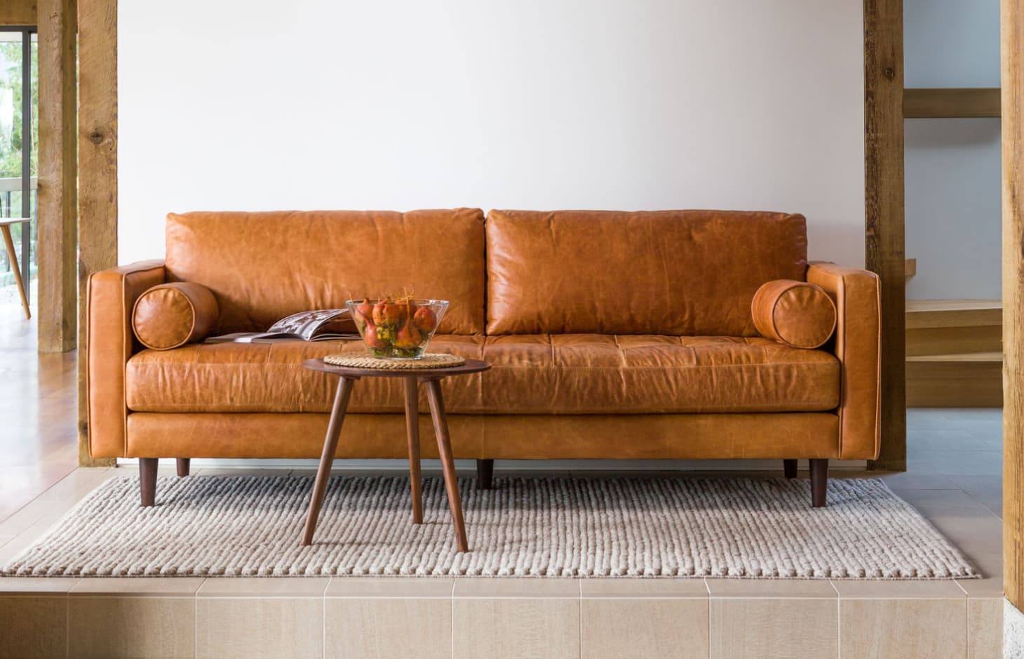 asher modern leather sofa