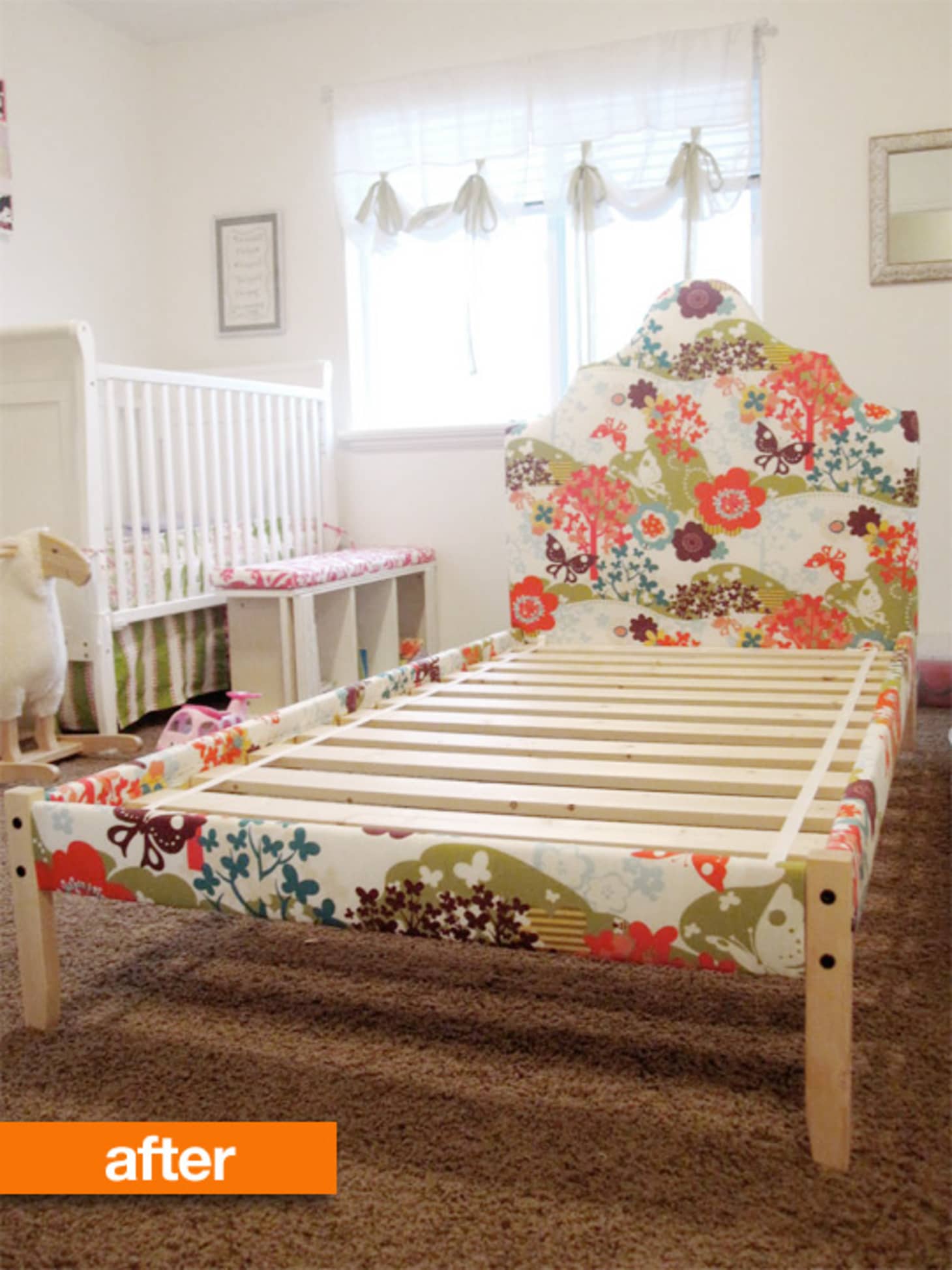 Before After Simple Ikea Wooden Bed Frame Gets A Luxe Upholstered Image Credit All Things Campbell
