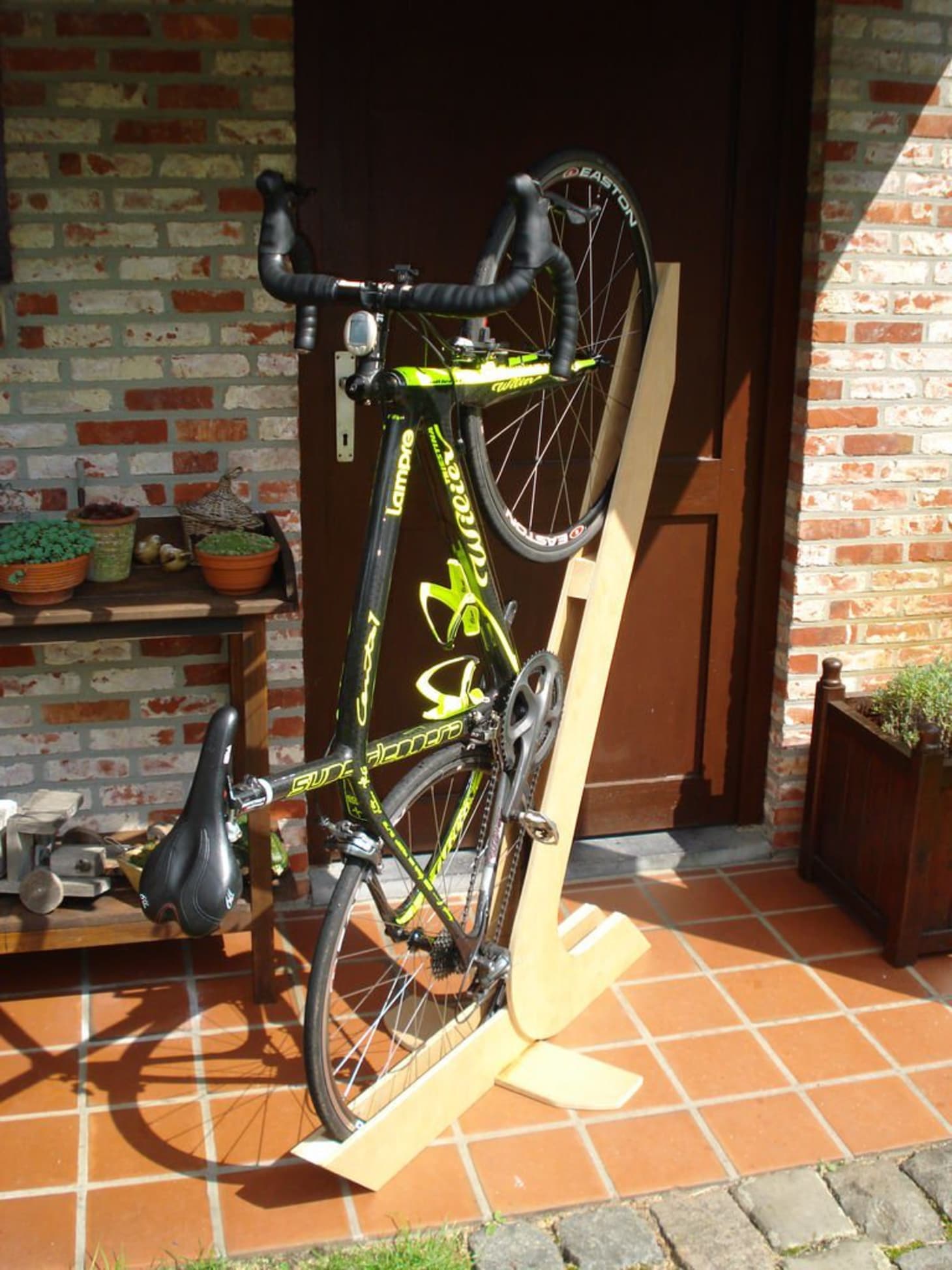 homemade stationary bicycle stand