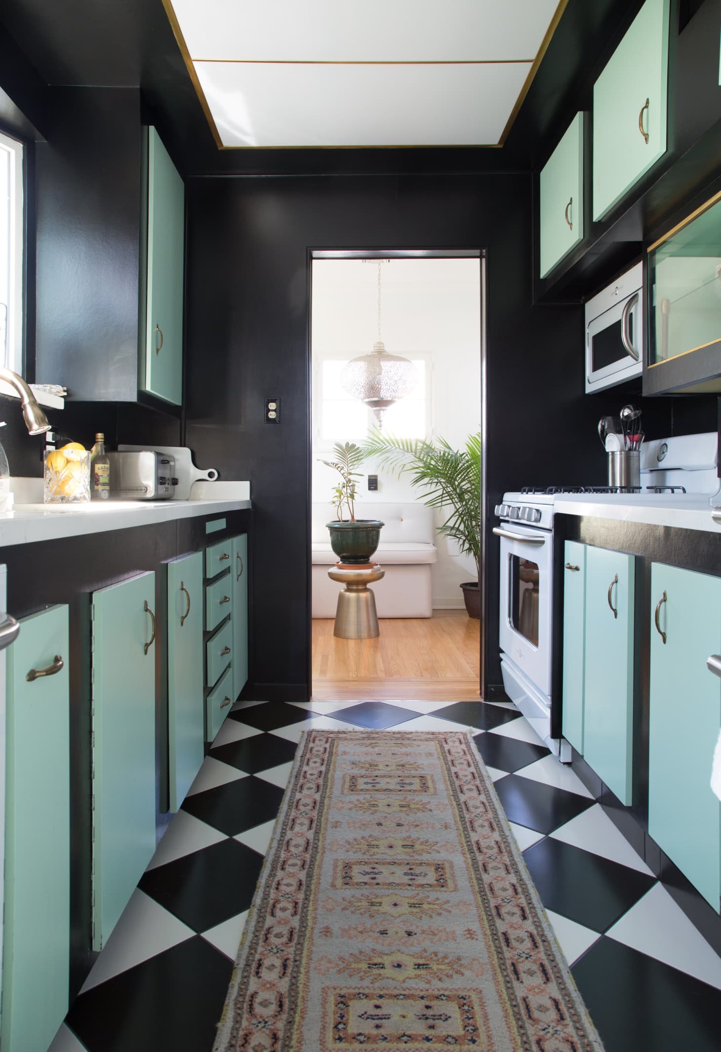 Unique Kitchen Color Combination Black & Mint Green Apartment Therapy