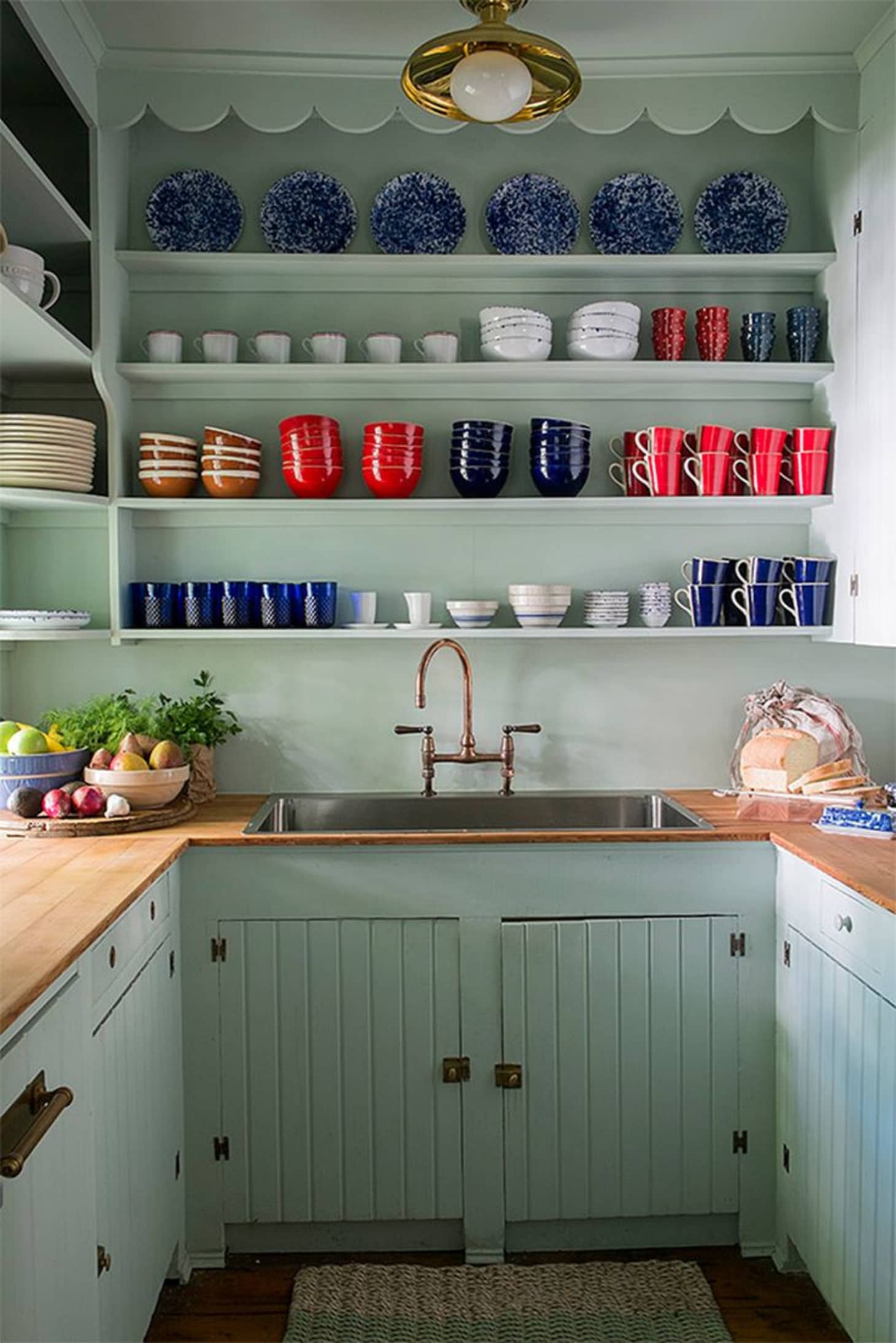 Minimalist Beadboard Kitchen Cabinets with Simple Decor