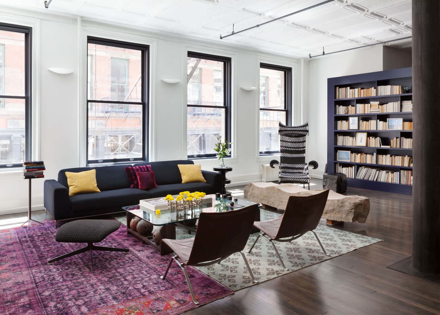 View of How to Skillfully Combine Multiple Rugs in a Room | Apartment Therapy