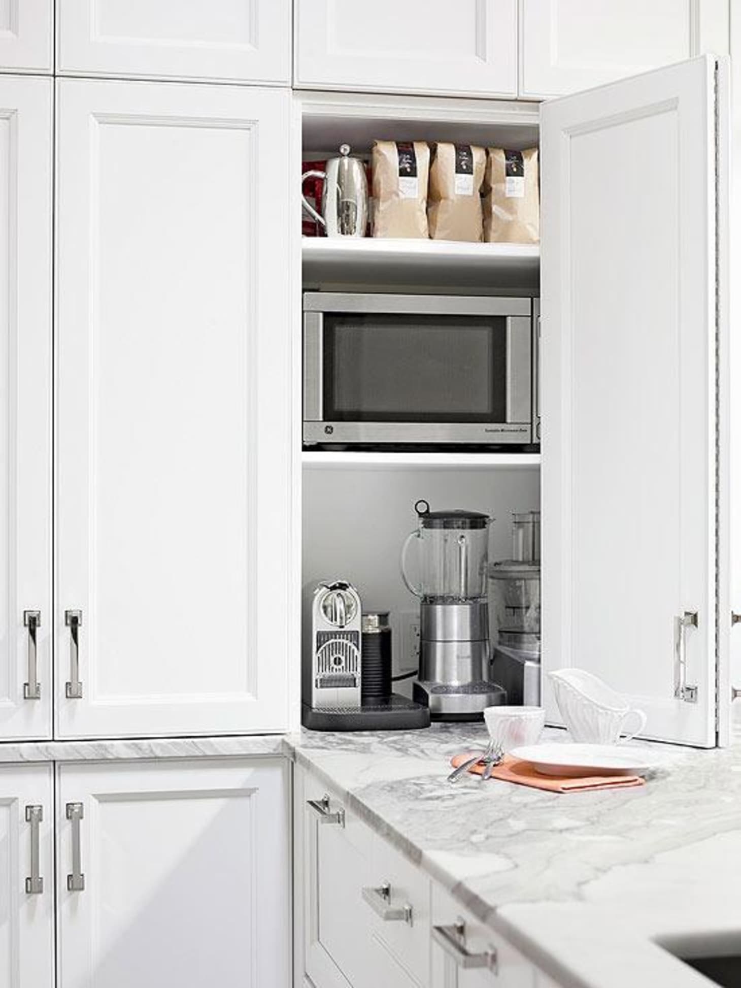 Microwaves in the Kitchen Hidden Storage Solutions Apartment Therapy