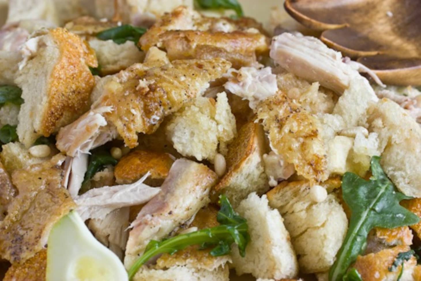 Recipe Crispy Chicken Thighs & Warm Bread Salad Kitchn