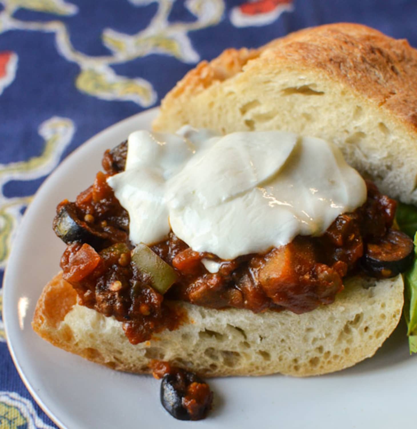 Recipe Eggplant Caponata Sandwiches with Mozzarella & Basil Kitchn