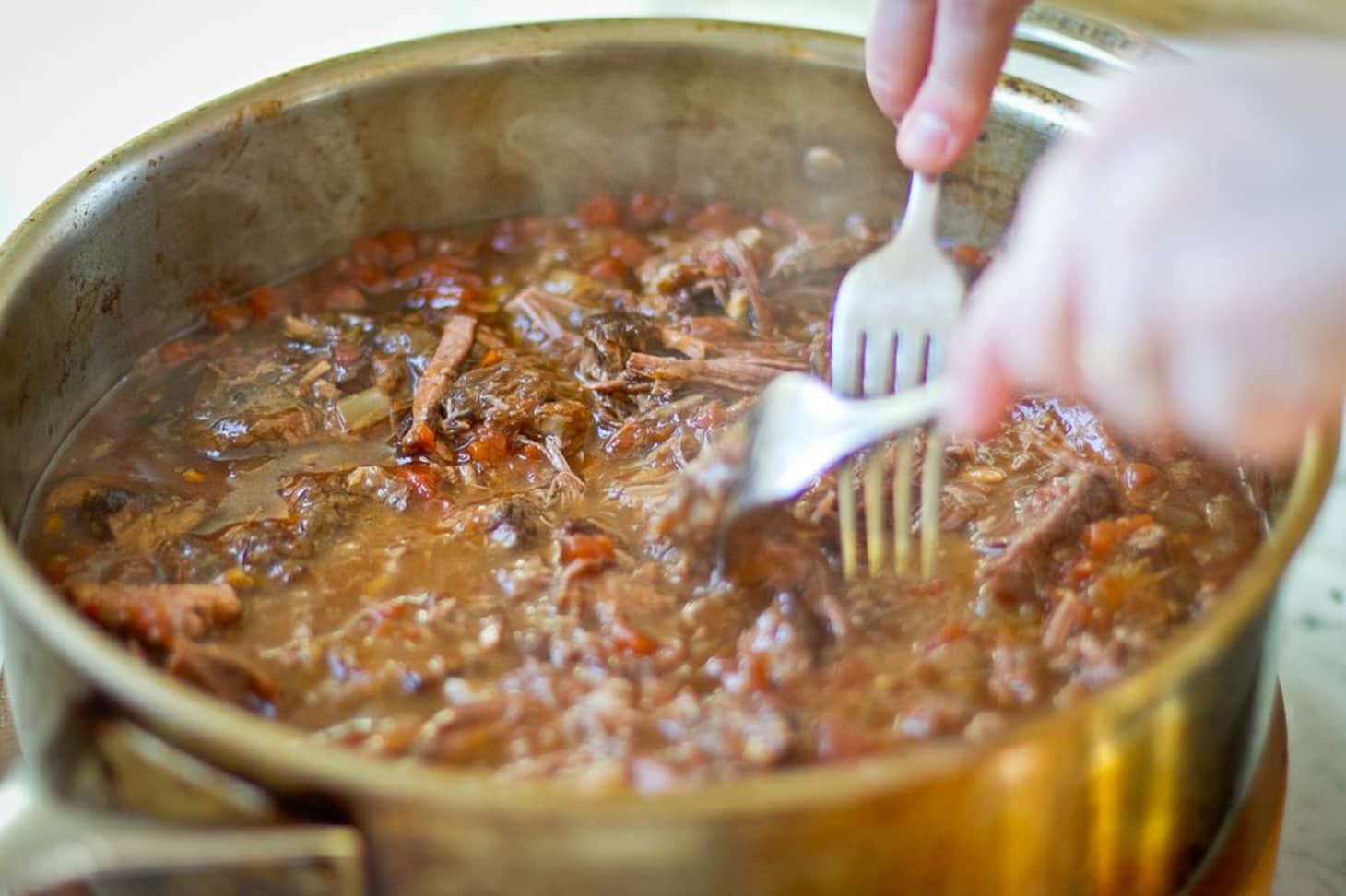 Dinner Party Recipe Braised Shredded Beef in Tomatoes & Red Wine Kitchn