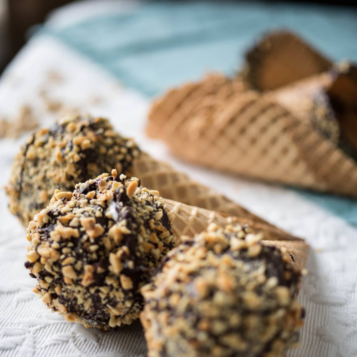 Nostalgic Recipe Homemade “Drumsticks” Ice Cream Sundae Waffle Cones