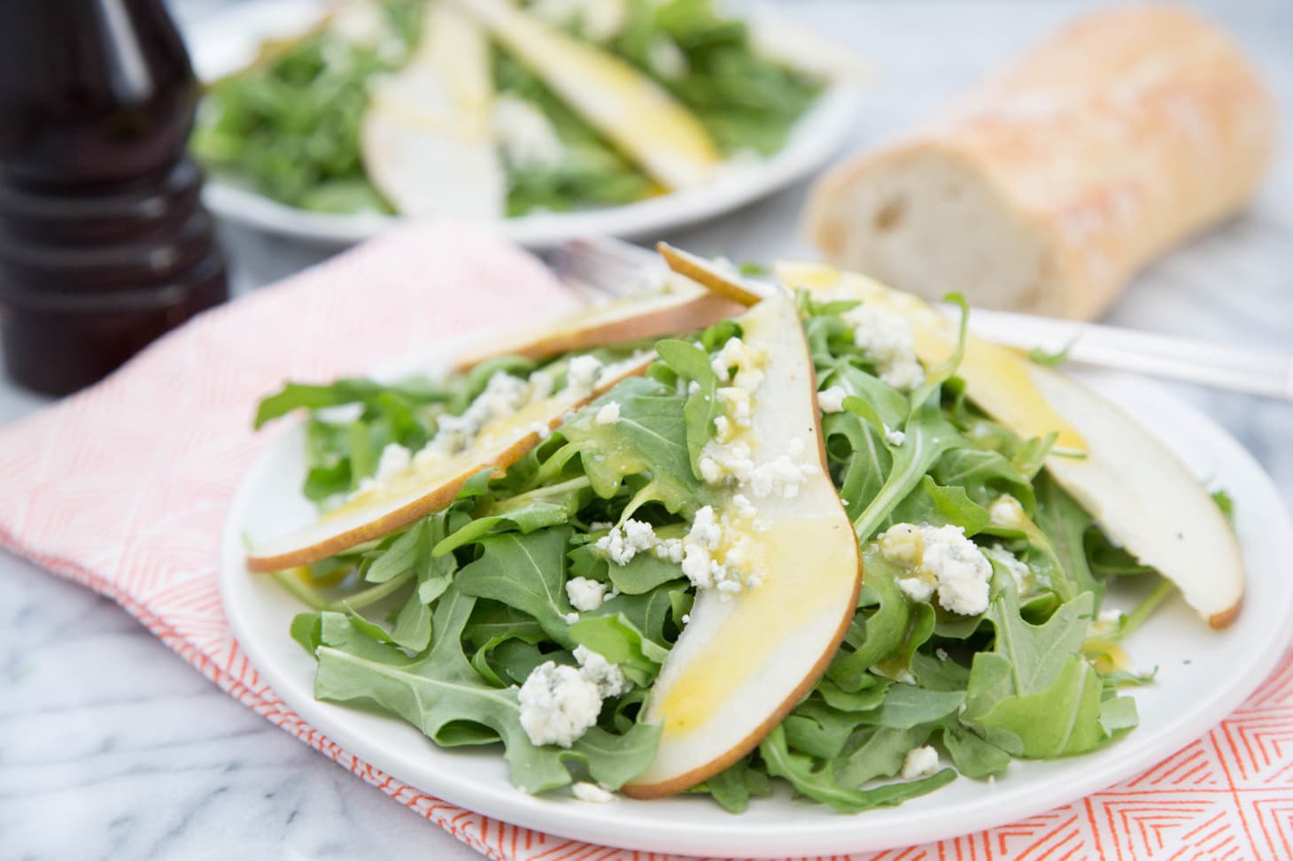 Recipe Arugula, Pear & Blue Cheese Salad with Warm Vinaigrette Kitchn