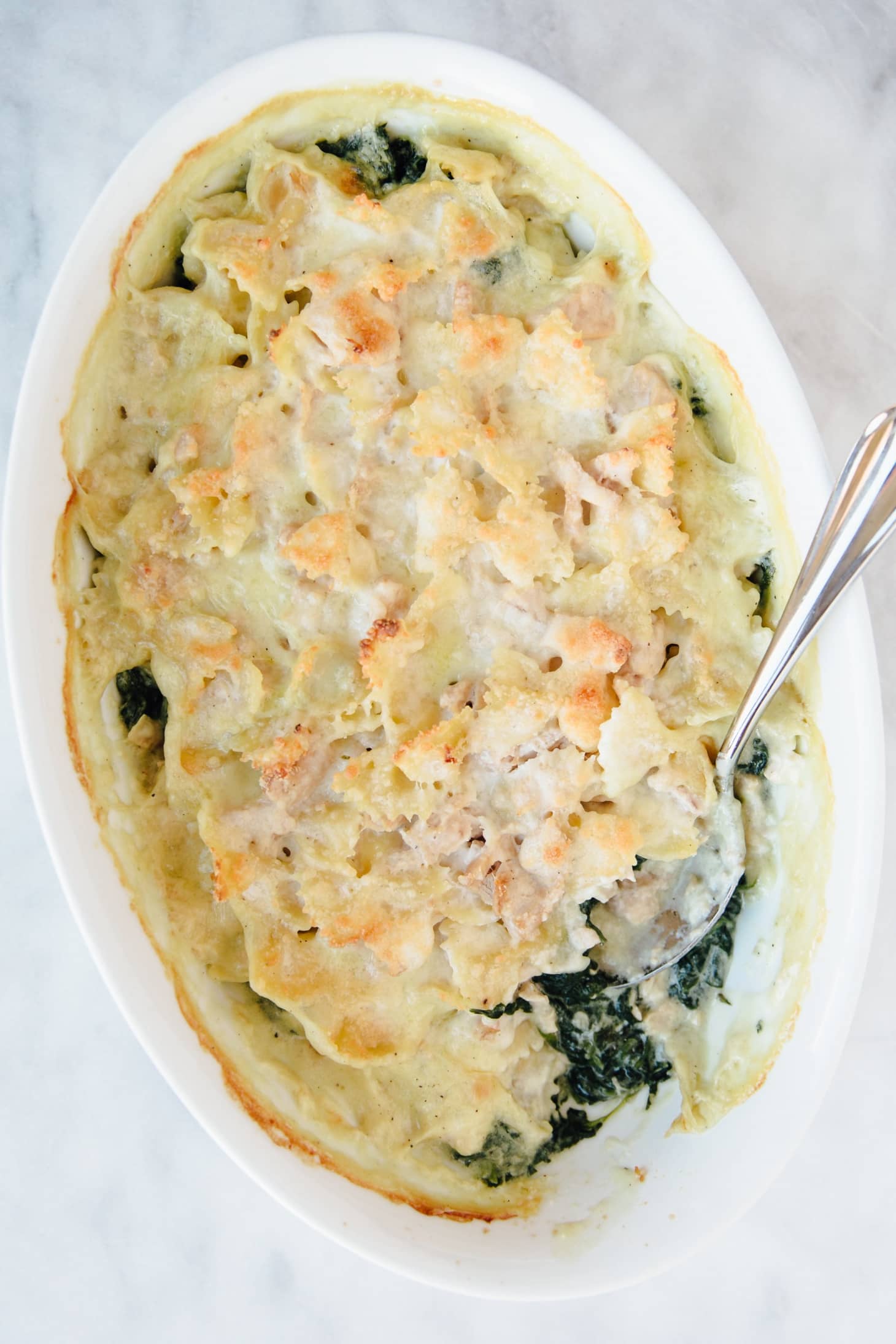 Recipe Jacques Pépin’s Pasta Gratin with Fish and Spinach Kitchn