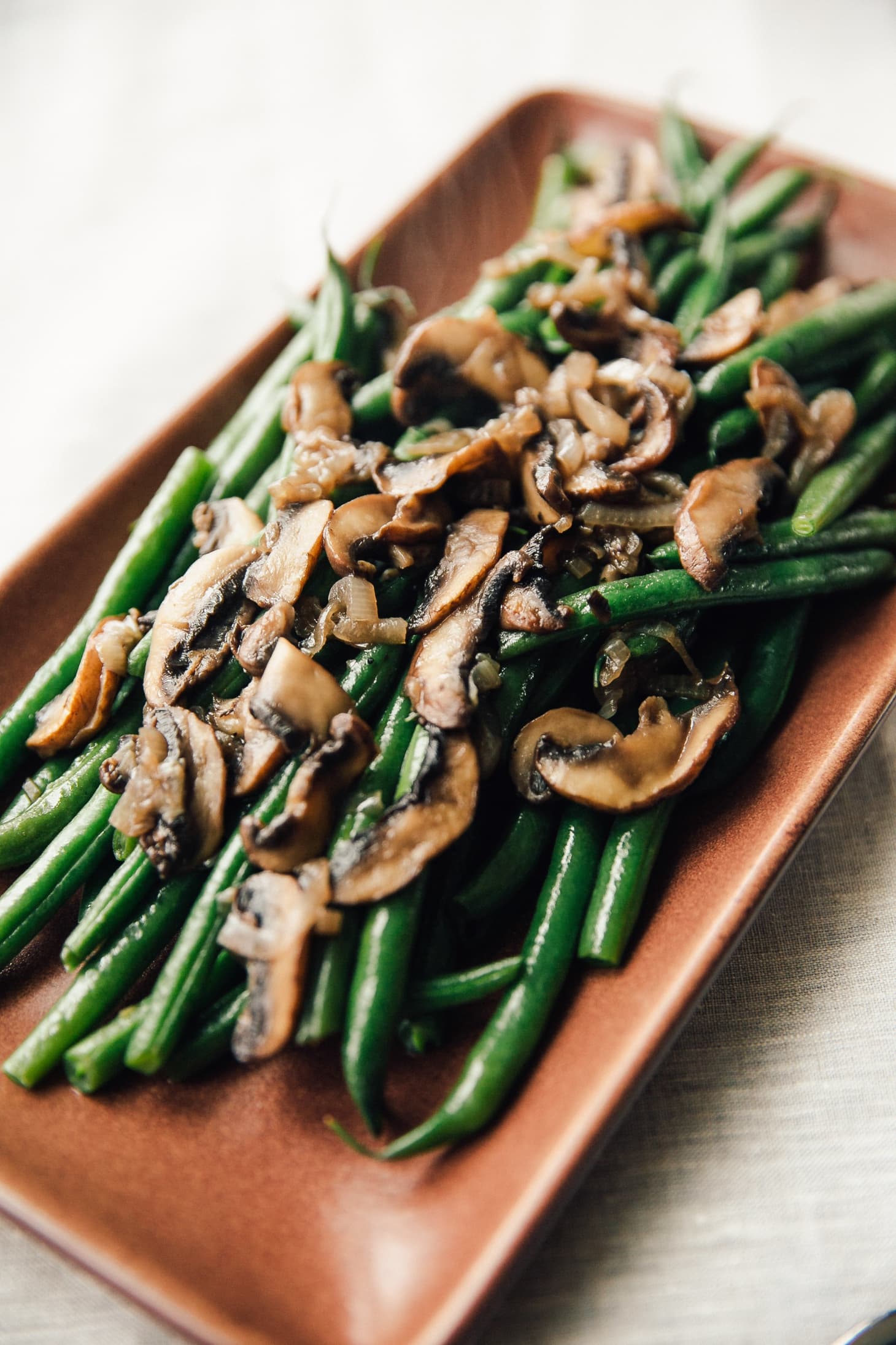 Recipe Stovetop SteamFried Green Beans and Mushrooms Kitchn