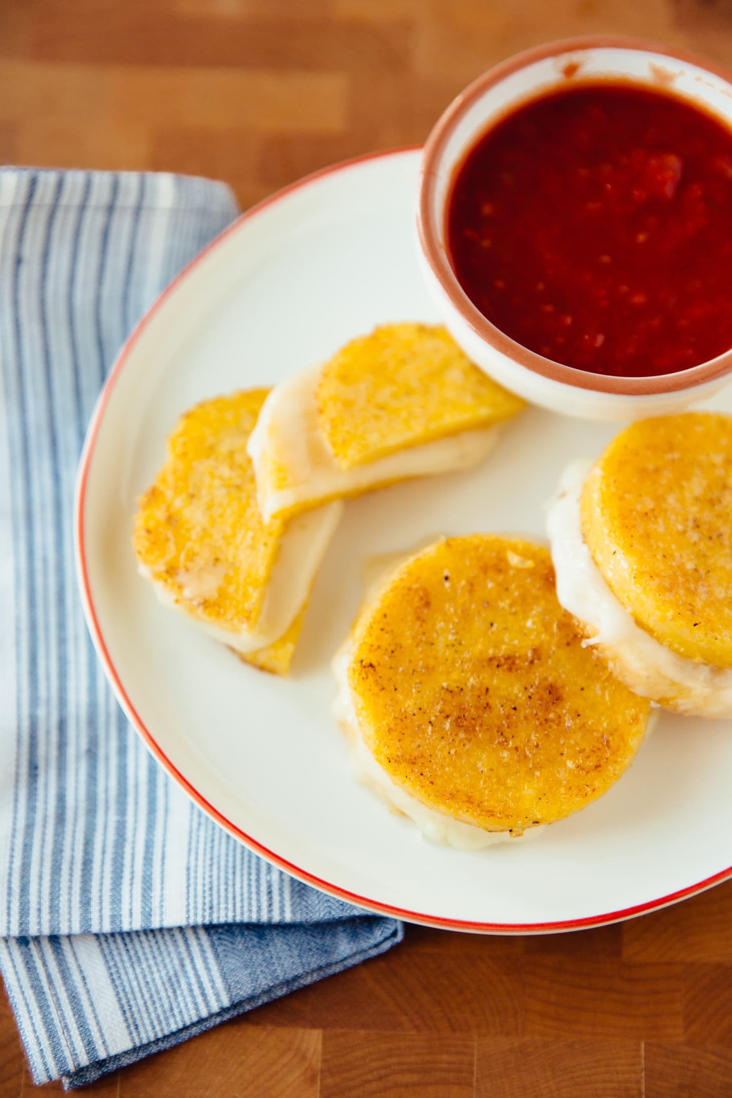 Recipe Mini Polenta Grilled Cheese Bites with Marinara Kitchn
