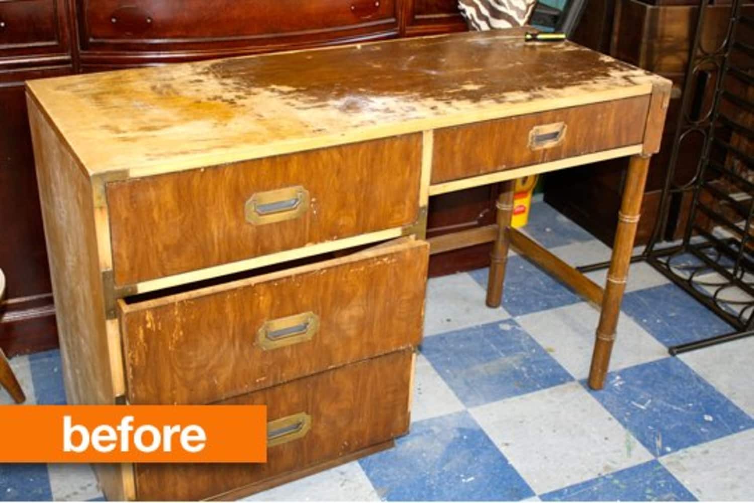 Before & After A Damaged Desk Gets a Dramatic Change Apartment Therapy