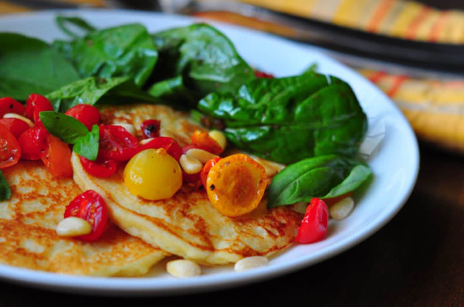 Ricotta Pancakes with Spinach and Cherry Tomatoes Recipe Review Kitchn