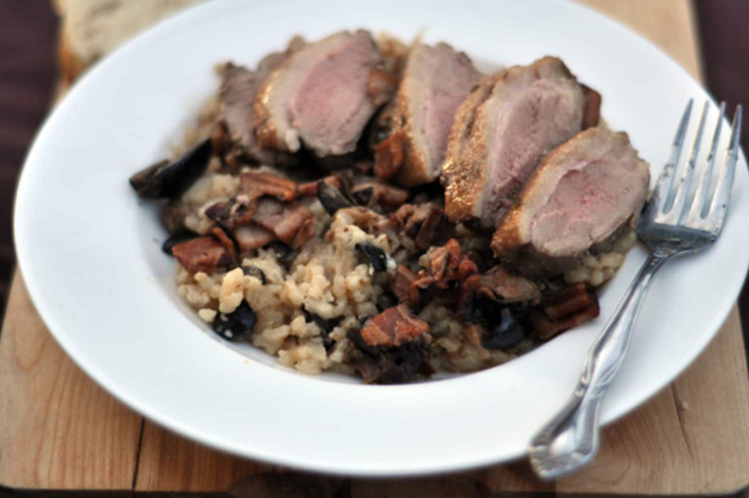 Recipe Duck with Black Olives and Black Olive Risotto Cookbook Recipes