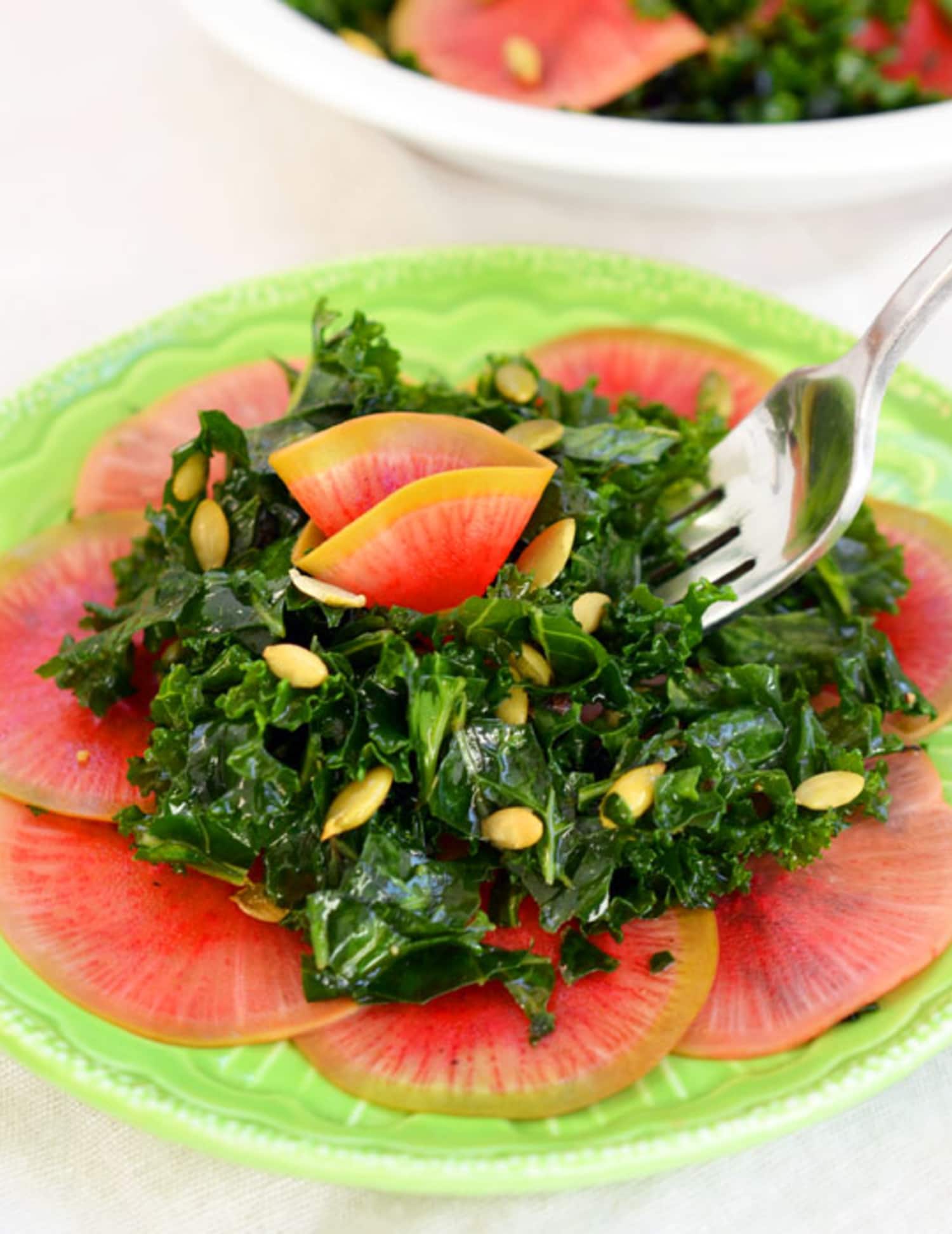 Recipe Kale Salad with QuickPickled Watermelon Radish Kitchn