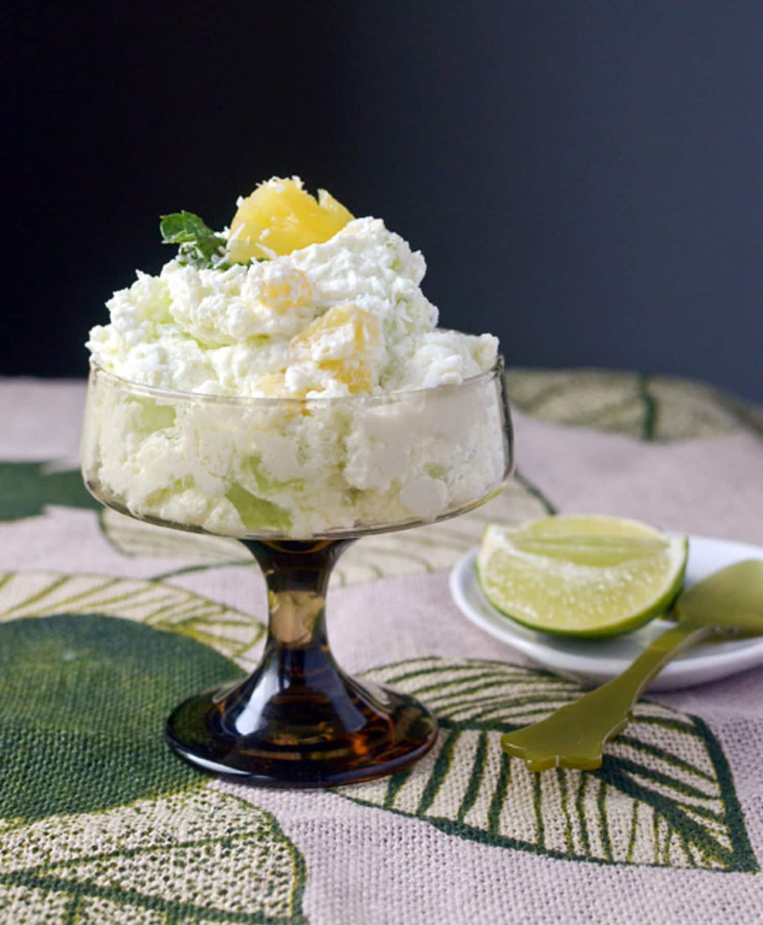 Lime JellO Salad Recipe for GrownUps! Fresh Lime & Pineapple Fluff