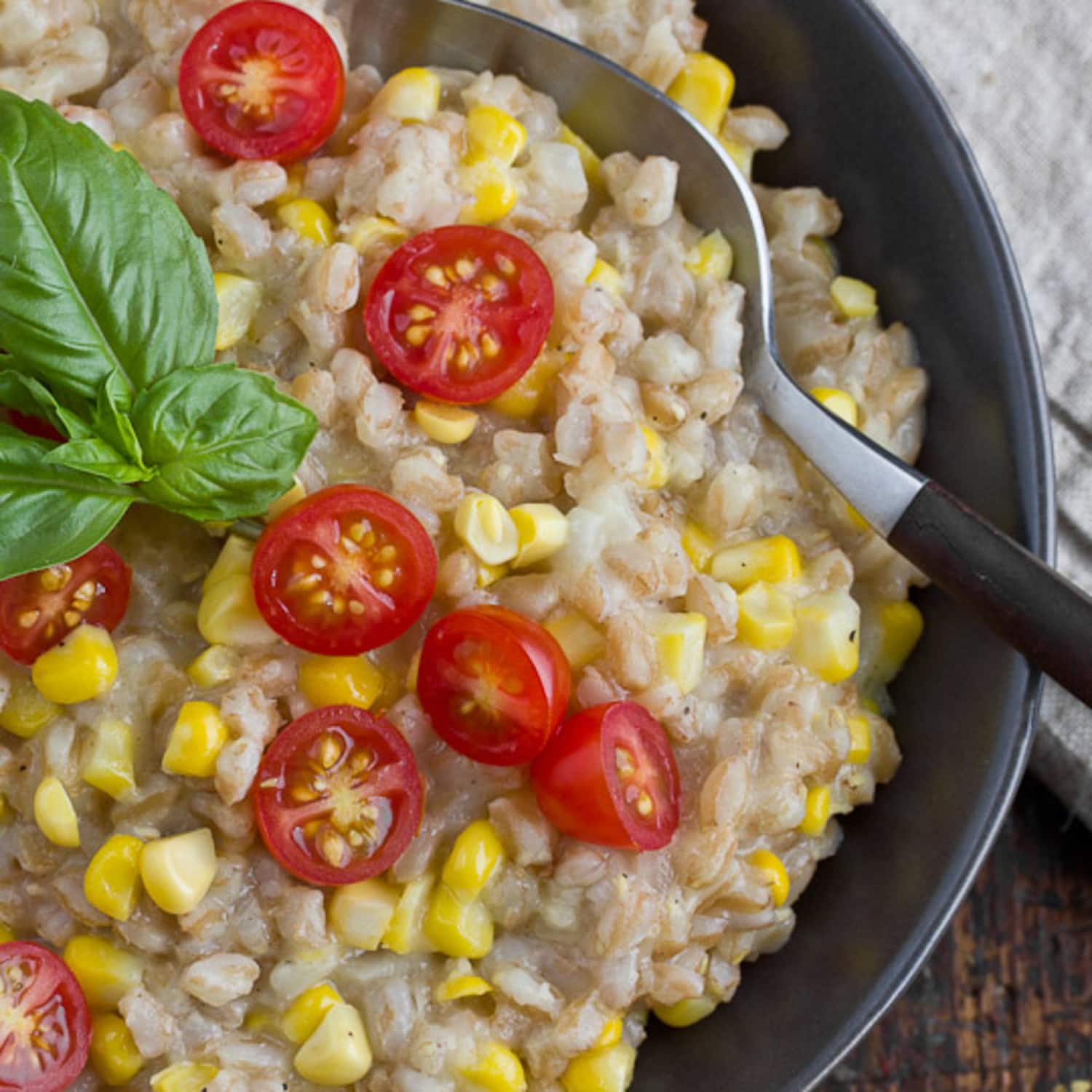 Late Summer Recipe Farro Risotto with Corn and Tomatoes Kitchn