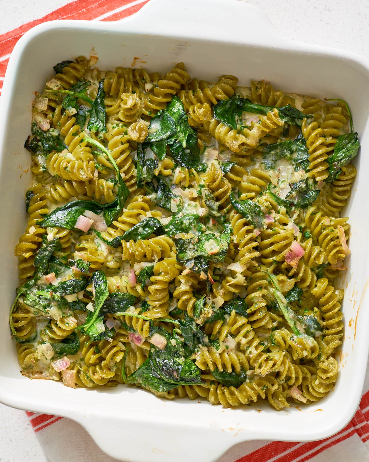 Double Spinach Pasta Casserole with Pesto & Cheese Kitchn