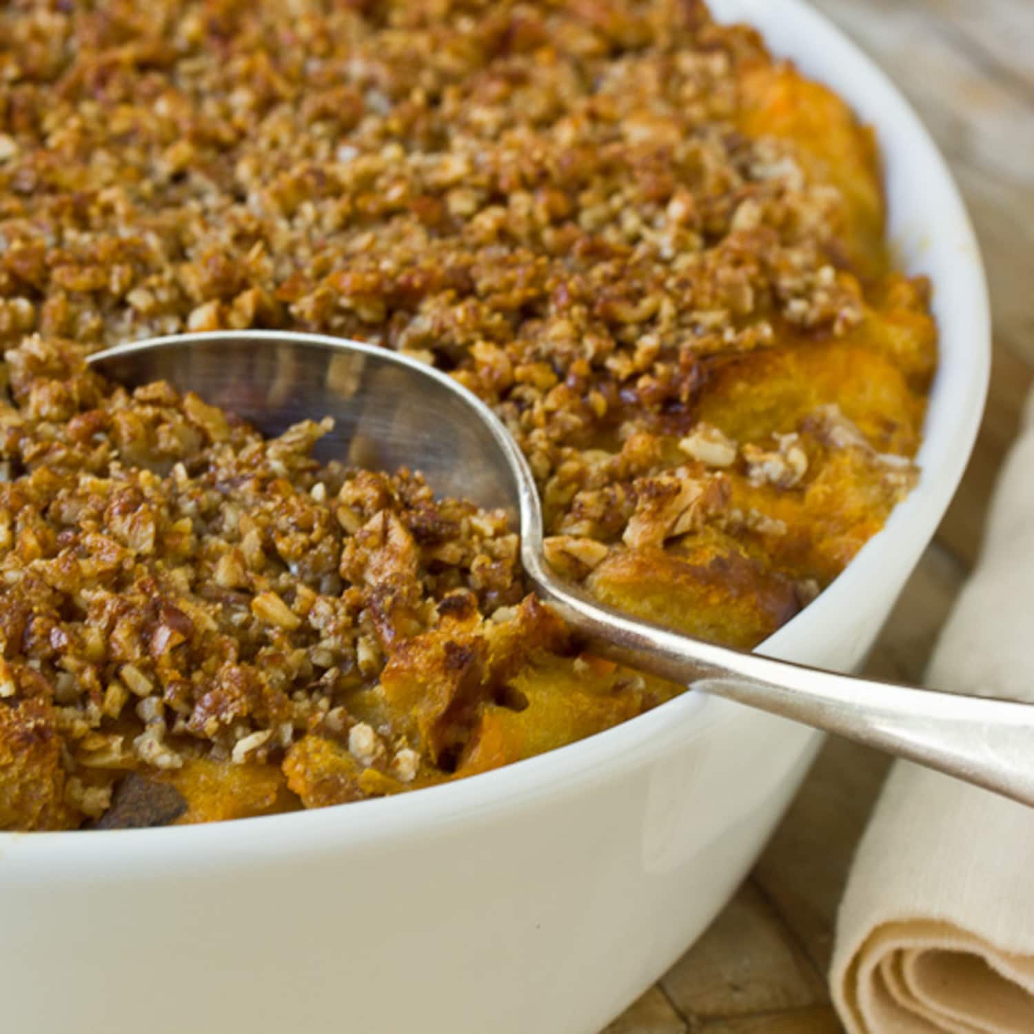 Recipe: Sweet Potato Bread Pudding with Pecan Streusel & Whiskey Sauce ...