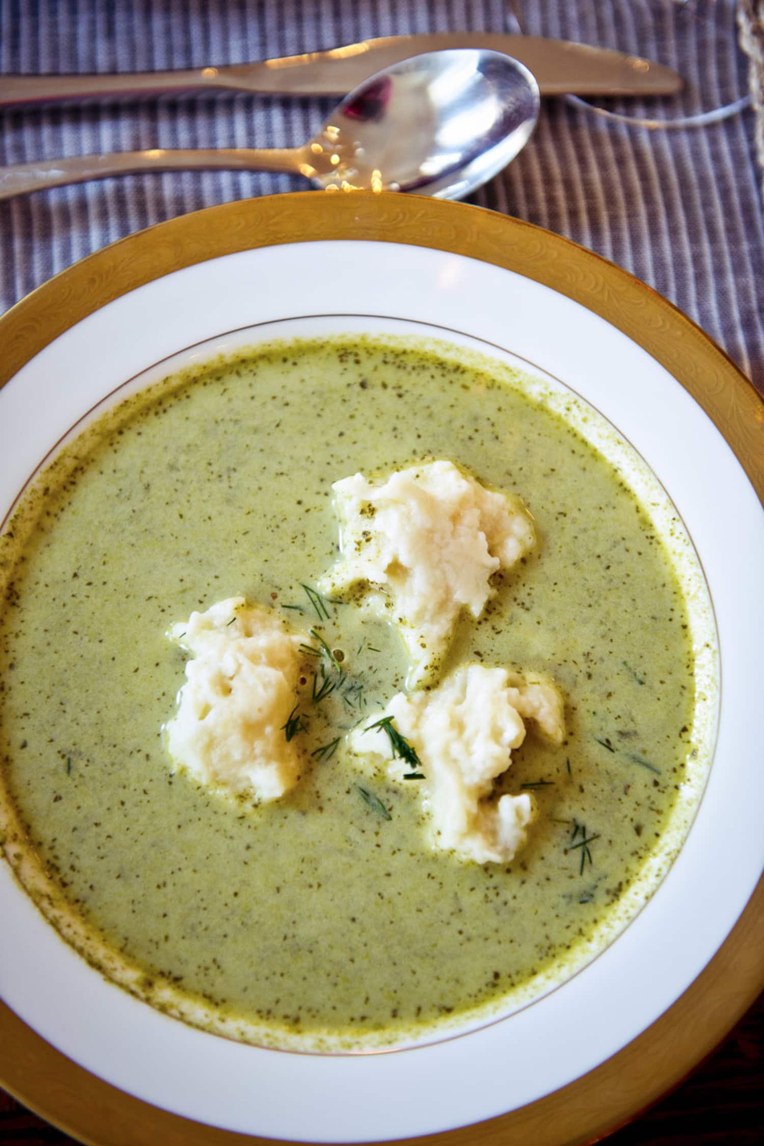 Recipe Creamy Watercress Soup with LemonGoat Cheese Dumplings Kitchn