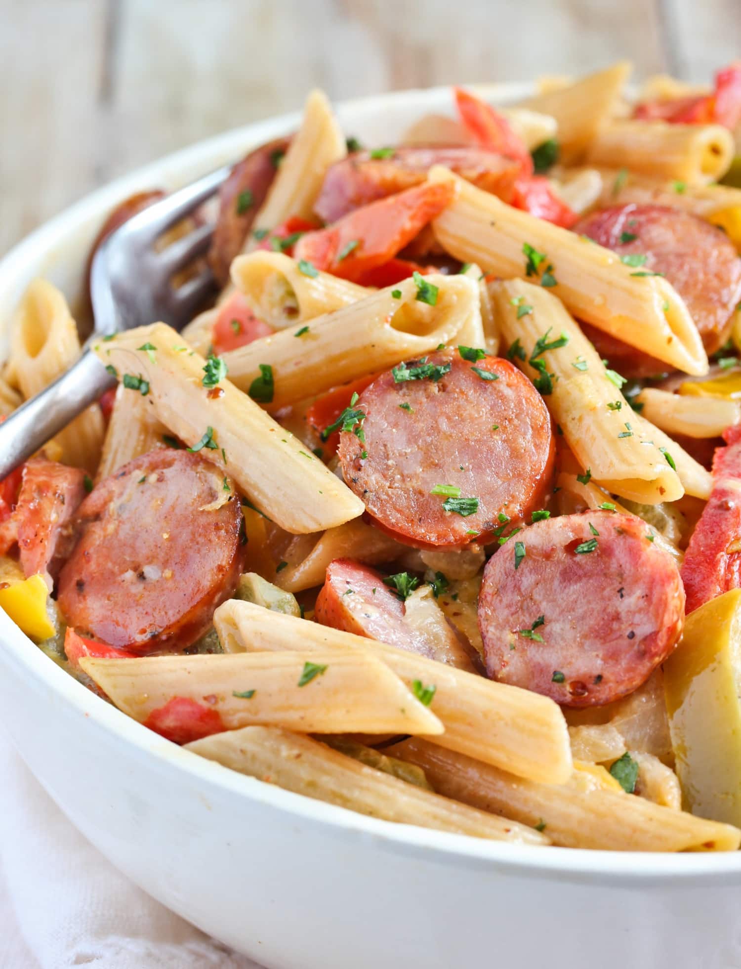 Recipe: Spicy Sausage & Mixed Vegetable Skillet Pasta | Kitchn
