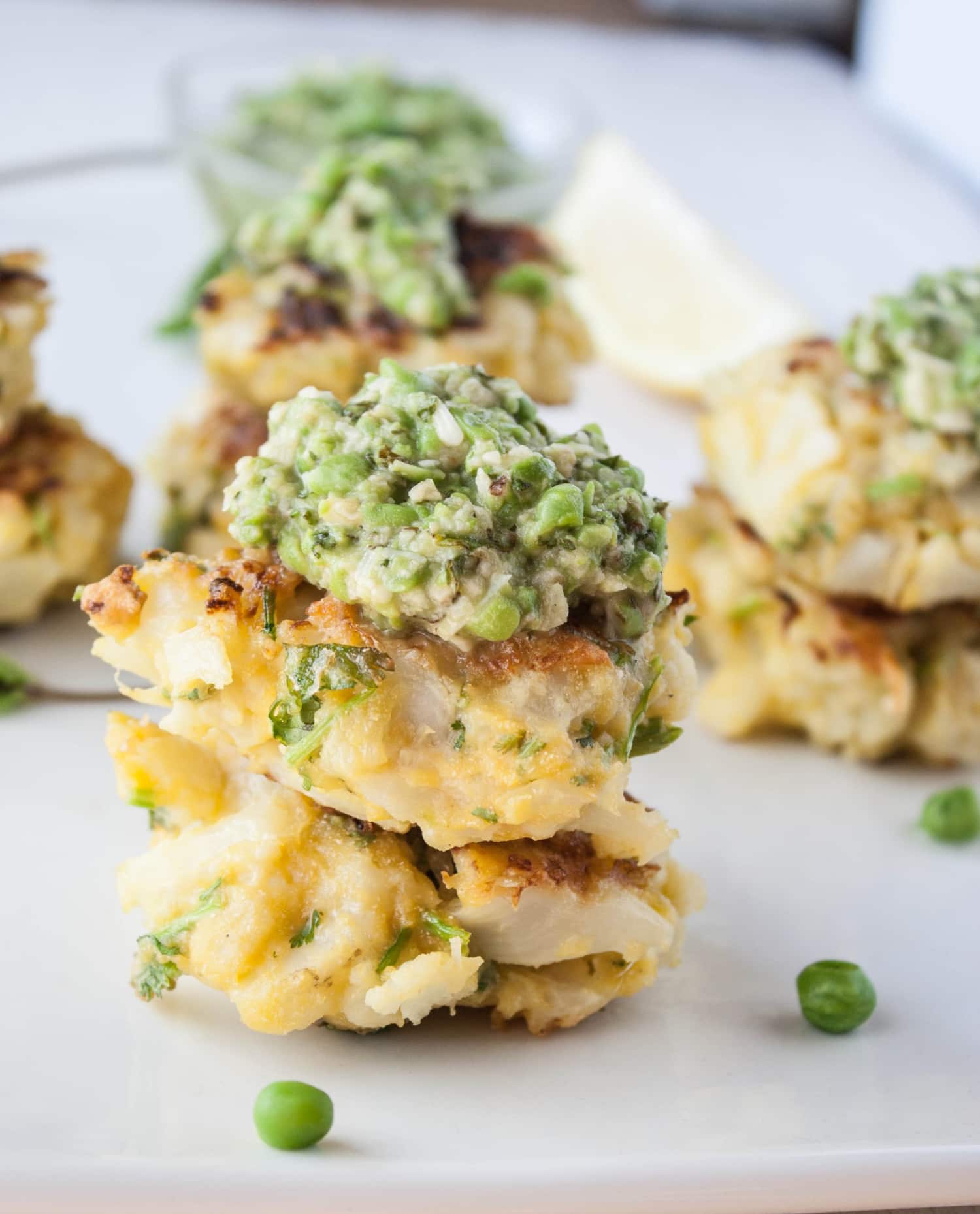 Recipe Cauliflower Fritters with Mint & Pea Spread Kitchn