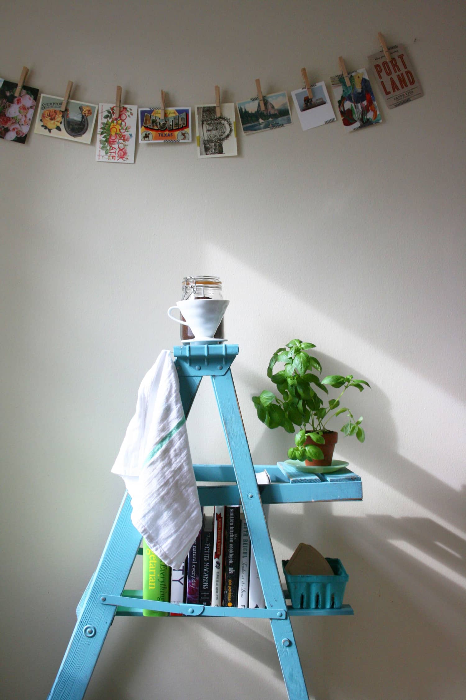 How to Turn an Old Ladder Into a Kitchen Storage Shelf Kitchn