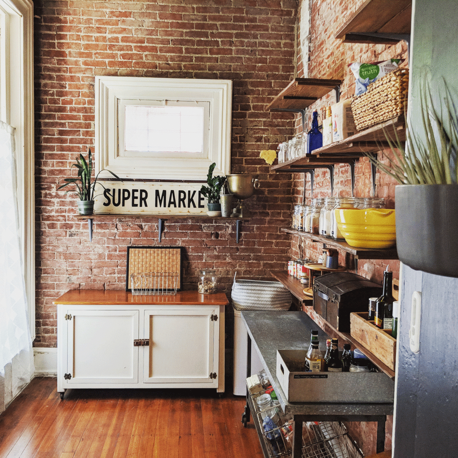Modern Brick In Kitchen for Living room