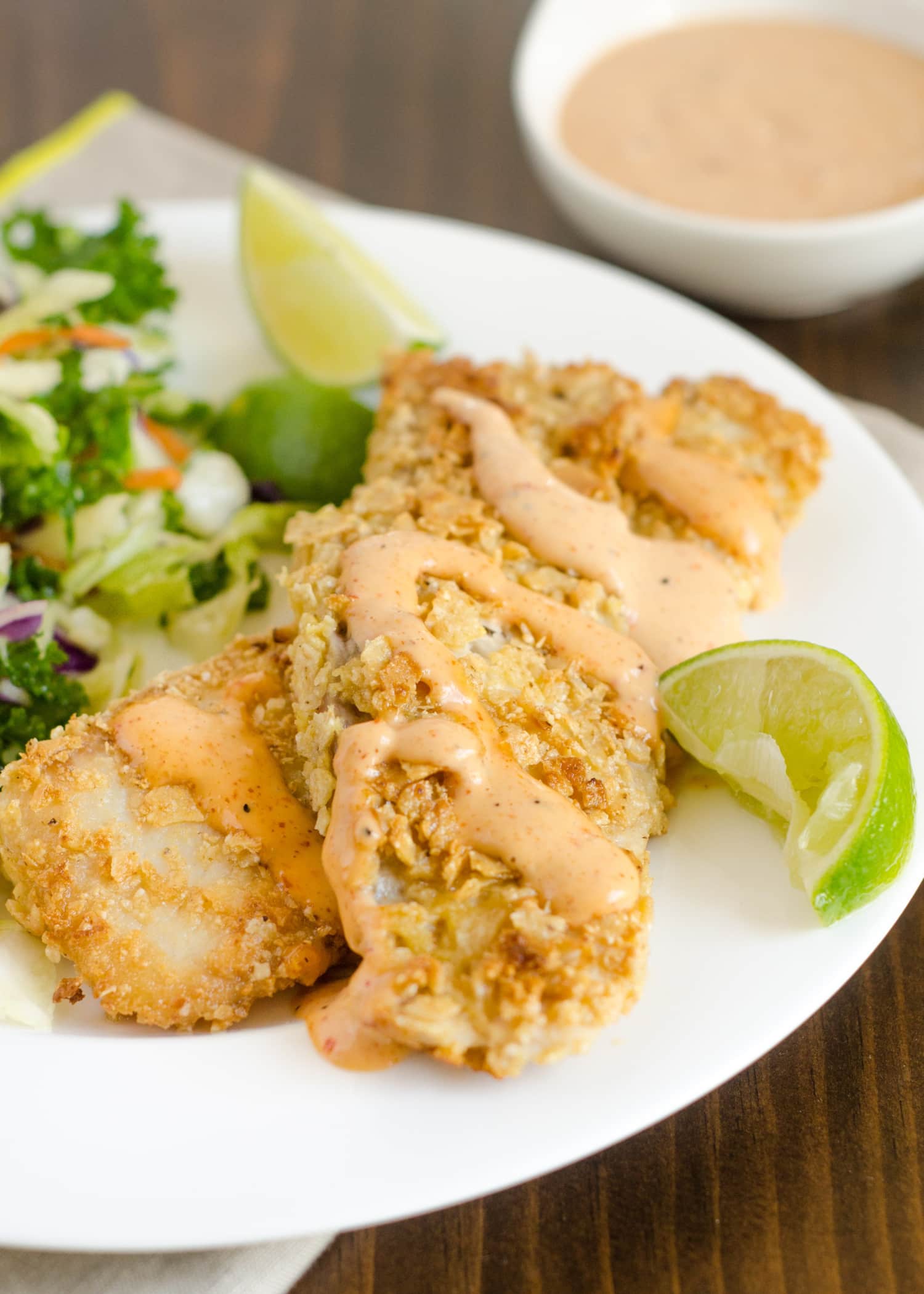 Recipe TortillaCrusted Tilapia with Sriracha Mayo Kitchn