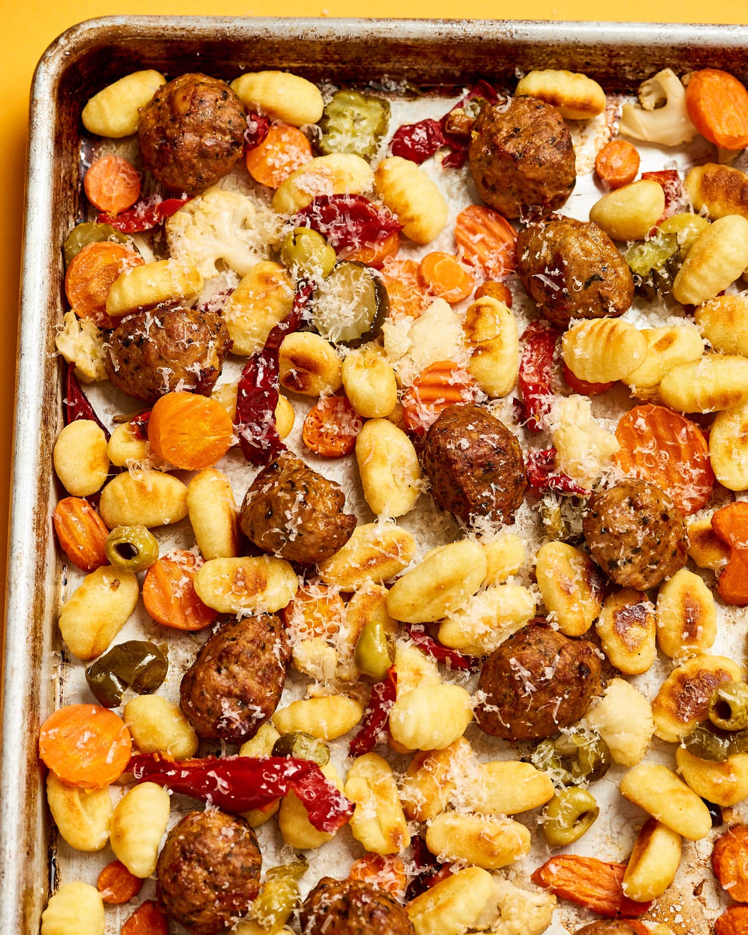 Miracle Meal Sheet Pan Gnocchi, Meatballs, and Giardiniera Kitchn