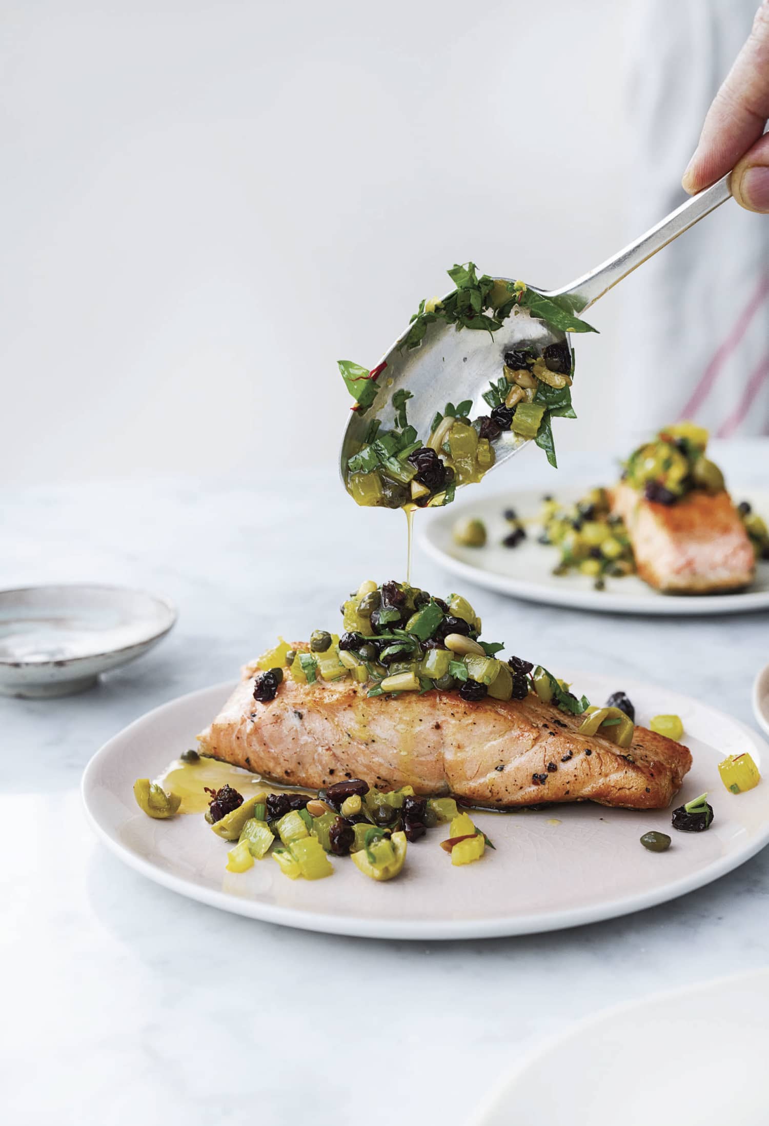 Recipe Ottolenghi’s Bridget Jones’s PanFried Salmon with Pine Nut