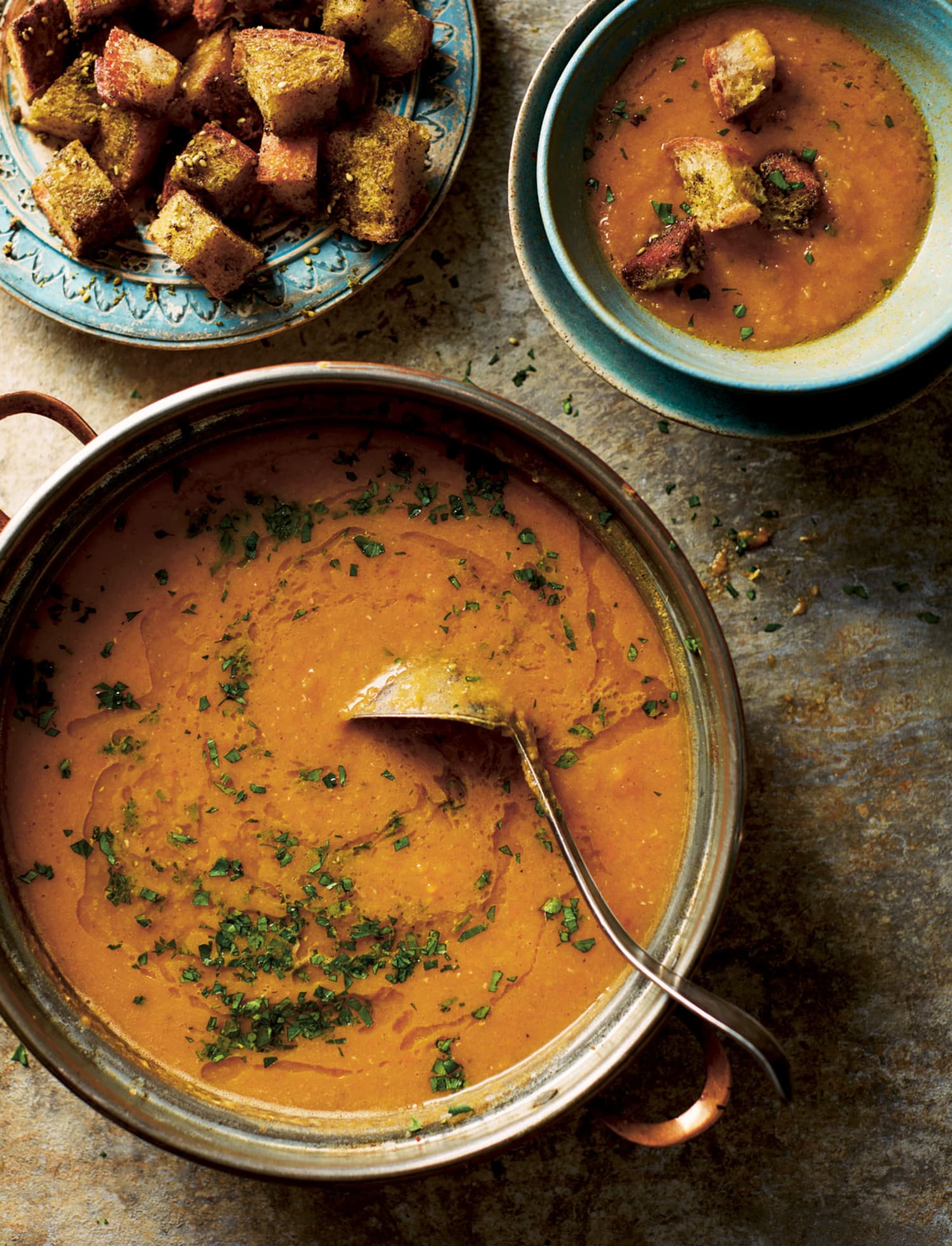 Recipe: Palestinian Red Lentil and Squash Soup with Za’atar Croutons