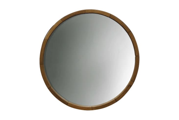 Product Image: Round Decorative Wall Mirror Wood Barrel Frame
