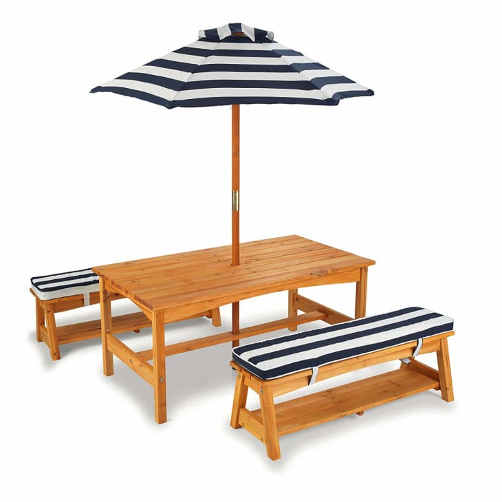 Kidkraft Outdoor Wooden Striped Chaise With Umbrella for sale online 