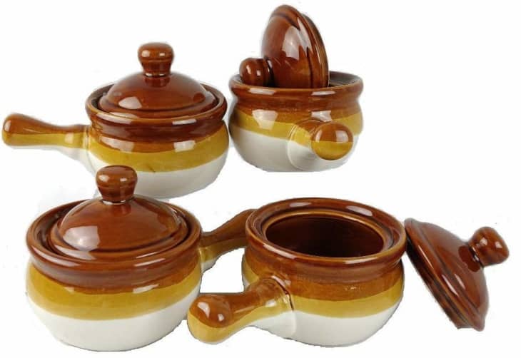 Product Image: Individual French Onion Soup Crock Chili Bowls with Handles and Lids
