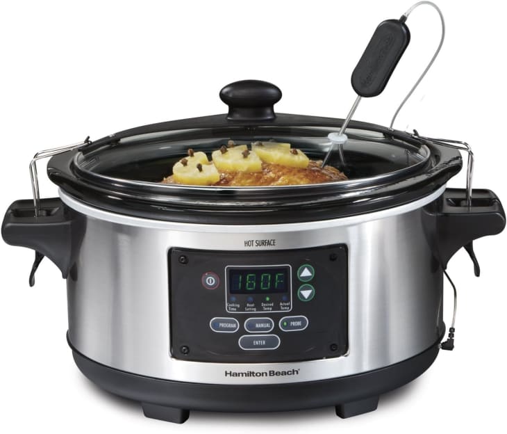 Hamilton Beach Portable 6-Quart Set & Forget Digital Programmable Slow Cooker With Temperature Probe at Amazon