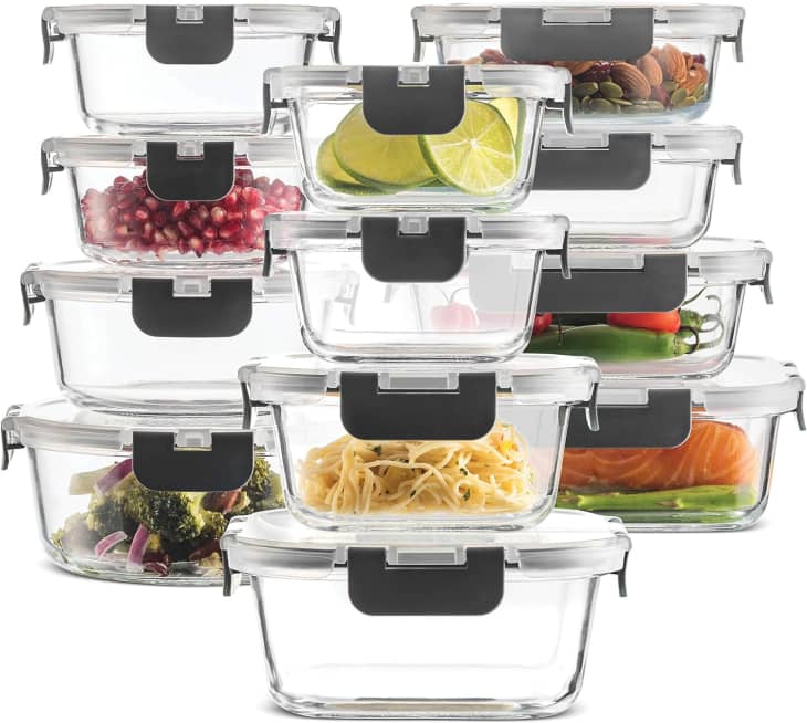 24-Piece Glass Food Storage Containers Set at Amazon