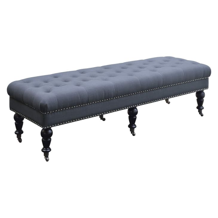 Product Image: Isabelle Gray Charcoal Linen Bed Bench at Lamps Plus