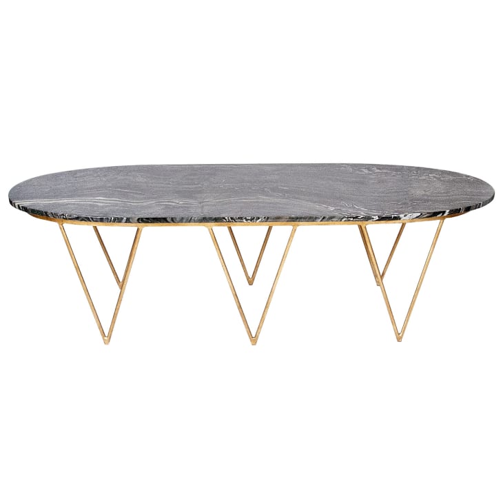 Product Image: Worlds Away Surf Gold Leafed Coffee Table Black Marble Top