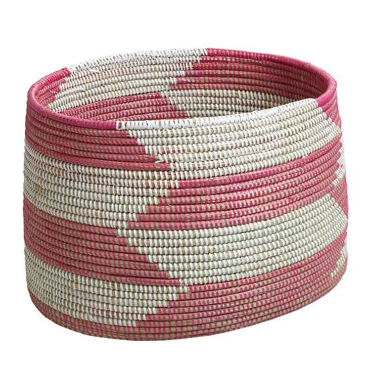 Product Image: Charming Floor Bin in Pink Herringbone