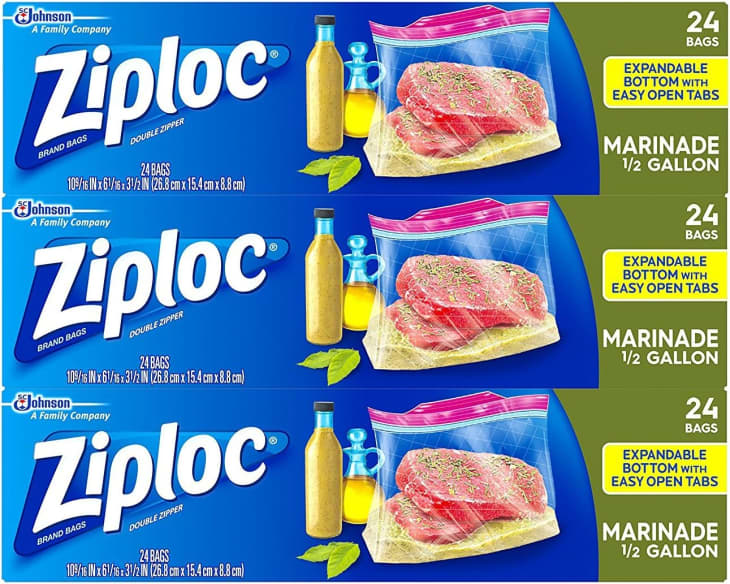 Product Image: Ziploc Marinade Bags, Expandable Bottom with Easy Open Tabs